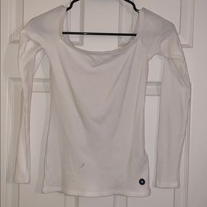 White, long sleeve off the shoulder top